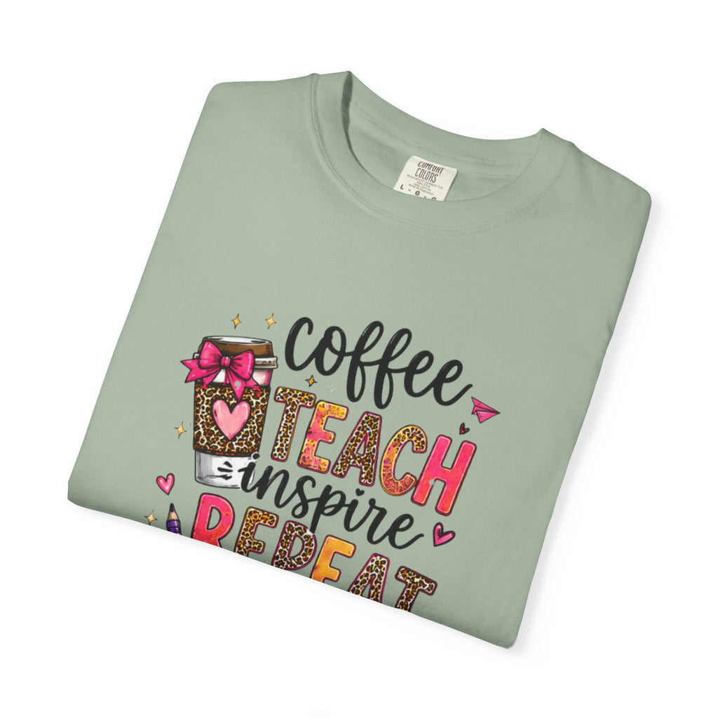 Teacher Coffee Teach Inspire Repeat T‑Shirt