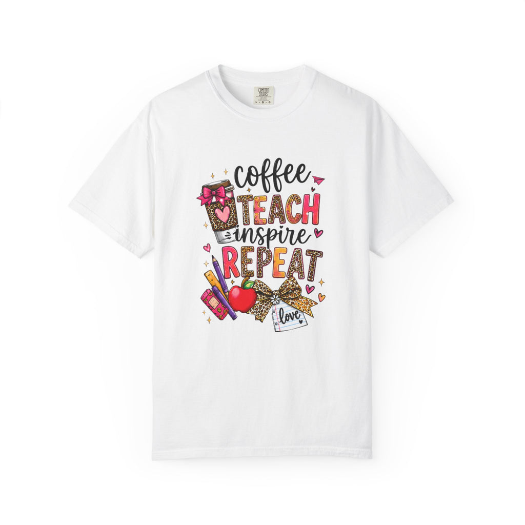 Teacher Coffee Teach Inspire Repeat T‑Shirt