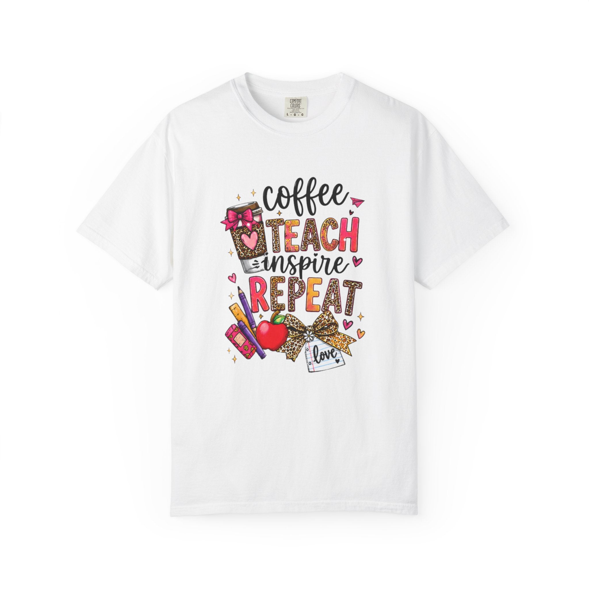Teacher Coffee Teach Inspire Repeat T‑Shirt