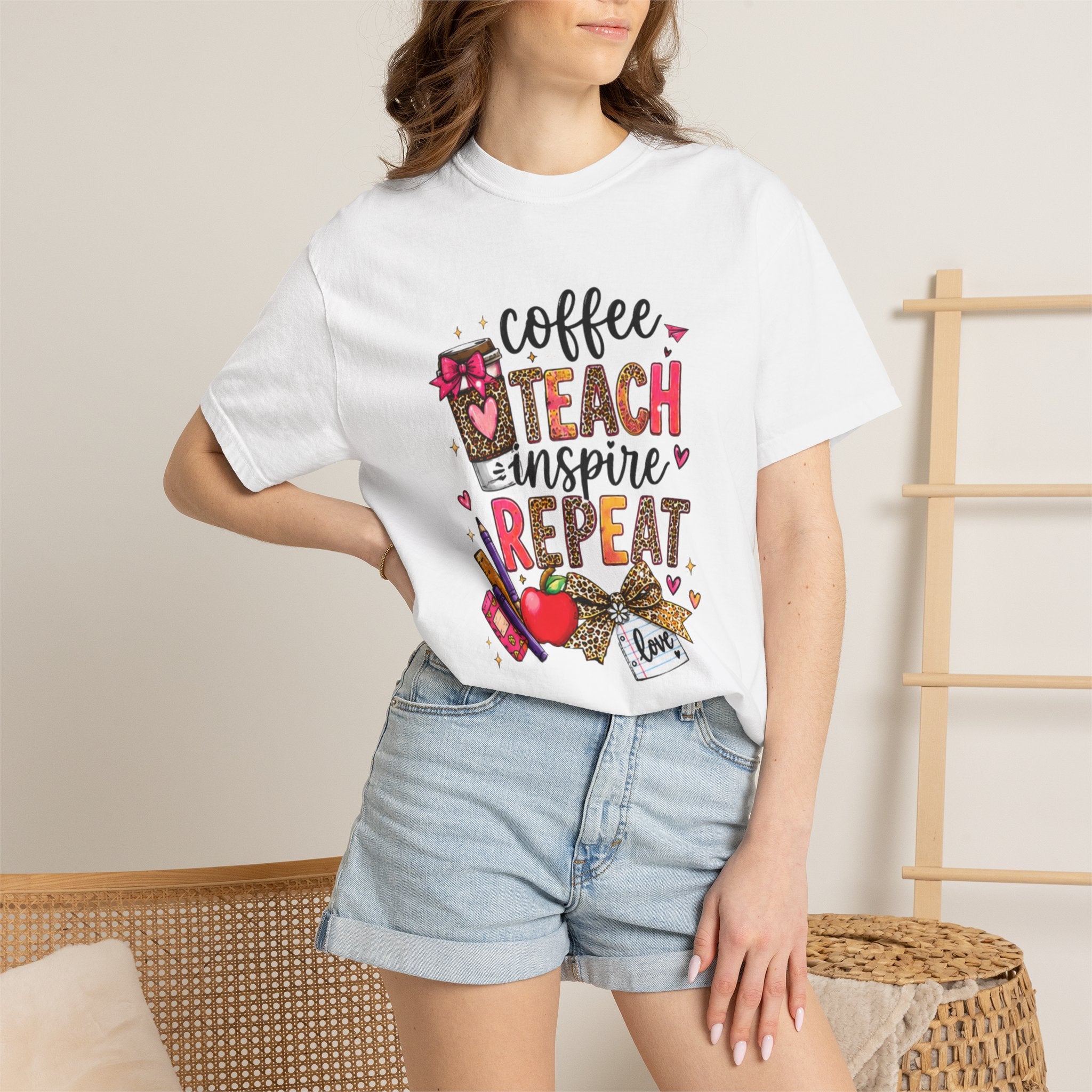 Teacher Coffee Teach Inspire Repeat T‑Shirt