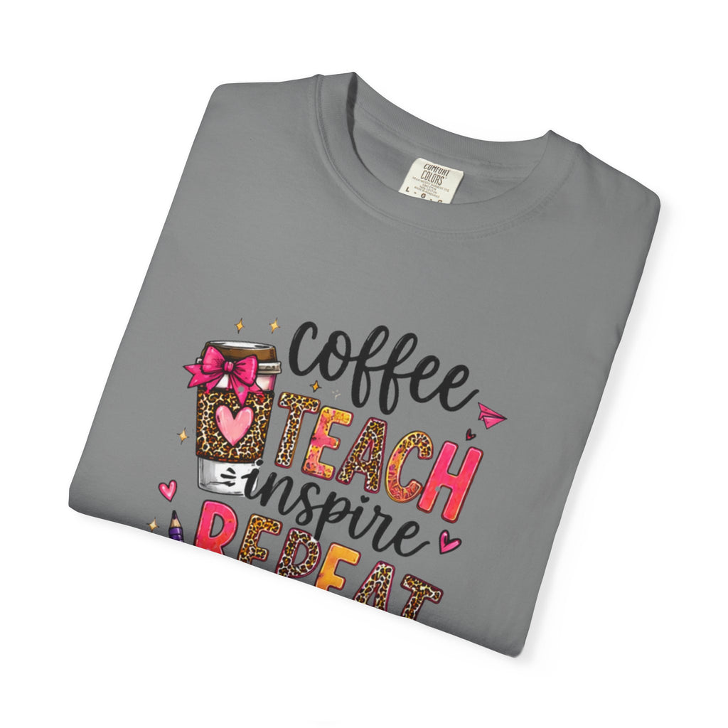 Teacher Coffee Teach Inspire Repeat T‑Shirt